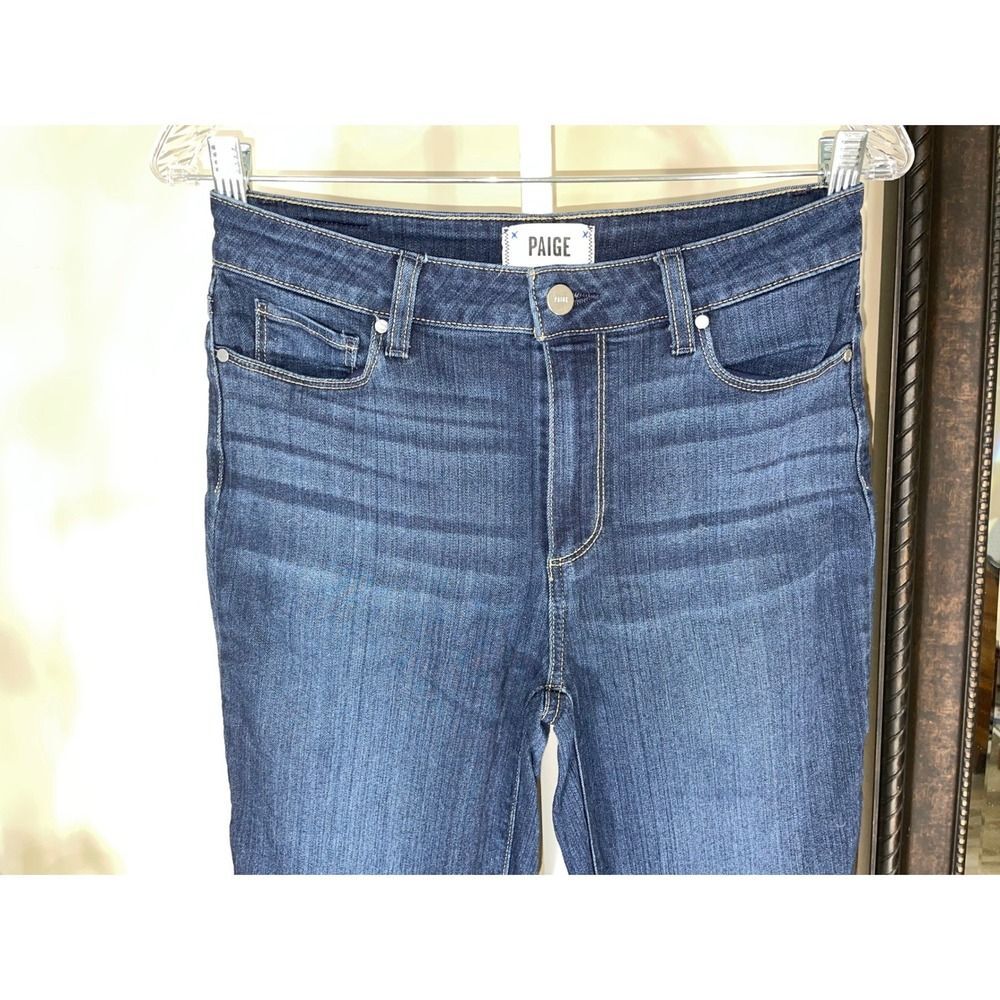 PAIGE mid Rise Skinny Hoxton Ankle Jeans W/28 Blue Hartmann Dark Wash - Picture 4 of 16